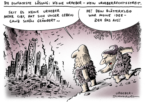 Cartoon: Urheber Streit (medium) by Schwarwel tagged urheber,urheberrecht,streit,recht,gesetz,künstler,illustrator,karikatur,schwarwel,urheber,urheberrecht,gesetz,künstler,illustrator