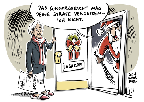 Cartoon: Verurteilung Lagarde (medium) by Schwarwel tagged schuld,schuldspruch,gericht,recht,gesetz,urteil,verurteilung,strafe,ex,finanzministerin,iwf,chefin,chef,fahrlässigkeit,weihnachtsmann,weihnachten,karikatur,schwarwel,schuld,schuldspruch,gericht,recht,gesetz,urteil,verurteilung,strafe,ex,finanzministerin,iwf,chefin,chef,fahrlässigkeit,weihnachtsmann,weihnachten,karikatur,schwarwel