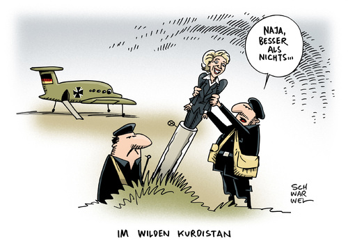 Cartoon: von der Leyen Kurden Präsident (medium) by Schwarwel tagged von,der,leyen,kurden,präsident,vertiedigungsministerin,bundeswehr,armee,zulieferung,waffen,stopp,karikatur,schwarwel,kurdistan,ukraine,gewalt,terror,von,der,leyen,kurden,präsident,vertiedigungsministerin,bundeswehr,armee,zulieferung,waffen,stopp,karikatur,schwarwel,kurdistan,ukraine,gewalt,terror