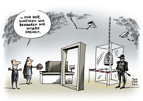 Cartoon: Vorratsdatenspeicherung (medium) by Schwarwel tagged schwarwel,karikatur,speicherung,daten,gesetzentwurf,maiziere,de,thomas,vorratsdatenspeicherung,vorratsdatenspeicherung,thomas,de,maiziere,gesetzentwurf,daten,speicherung,karikatur,schwarwel