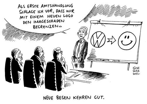 Cartoon: VW Dieselgate Vorstandschef (medium) by Schwarwel tagged vw,dieselgate,vorstandschef,volkswagen,vorstand,chef,müller,neubeginn,unternehmen,konzern,personal,porsche,auto,autohersteller,kfz,karikatur,schwarwel,vw,dieselgate,vorstandschef,volkswagen,vorstand,chef,müller,neubeginn,unternehmen,konzern,personal,porsche,auto,autohersteller,kfz,karikatur,schwarwel