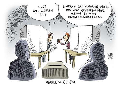 Cartoon: Wählen gehen Landtagswahlen (medium) by Schwarwel tagged linke,die,csu,cdu,spd,afd,wahl,bundesländer,landtagswahl,landtagswahlen,gehen,wählen,grüne,fdp,karikatur,schwarwel,wählen,gehen,landtagswahlen,landtagswahl,bundesländer,wahl,afd,spd,cdu,csu,die,linke,grüne,fdp,karikatur,schwarwel