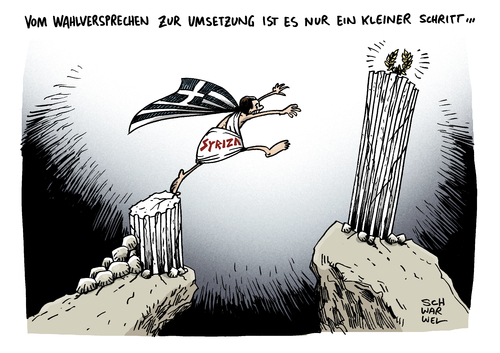 Cartoon: Wahlsieg Griechenland Syriza (medium) by Schwarwel tagged wahlsieg,griechenland,syriza,links,likne,linksbündnis,wahlversprechen,wahl,karikatur,schwarwel,wahlsieg,griechenland,syriza,links,likne,linksbündnis,wahlversprechen,wahl,karikatur,schwarwel