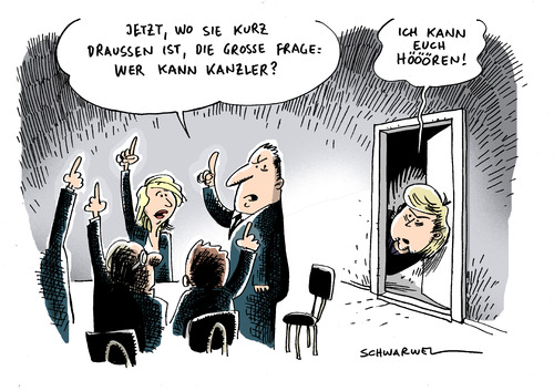 Cartoon: Wer kann Kanzler? (medium) by Schwarwel tagged angela,merkel,kanzler,kanzlerin,partei,deutschland,cdu,wahl,karikatur,schwarwel,republik,chef,politik,cdu,parteitag,angela merkel,deutschland,stark,angriff,rot,grün,spd,grünen,angela,merkel,kanzlerin,kanzler