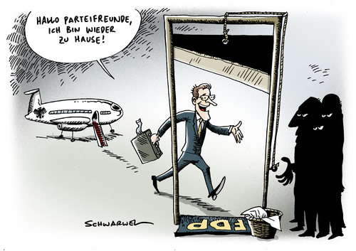 Cartoon: Westerwelle Parteifreunde (medium) by Schwarwel tagged westerwelle,guido,fdp,partei,freunde,krise,ausland,auslandsreise,flugzeug,deutschland,politik,wirtschaft,chef,führung,minister,macht,kampf,vize,kanzler,karikatur,schwarwel,westerwelle,fdp,partei,freunde,ausland,flugzeug