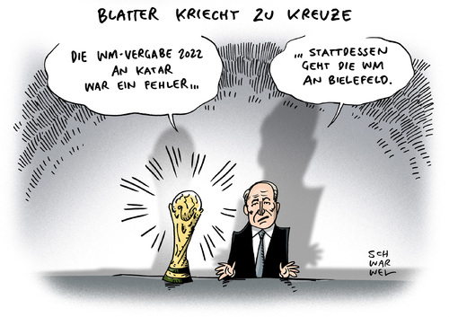 Cartoon: WM Vergabe Fehler Blatter (medium) by Schwarwel tagged wm,vergabe,blatter,fehler,ungenügene,prüfung,bielefeld,katar,fußball,pokal,sport,stadion,karikatur,schwarwel,wm,vergabe,blatter,fehler,ungenügene,prüfung,bielefeld,katar,fußball,pokal,sport,stadion,karikatur,schwarwel