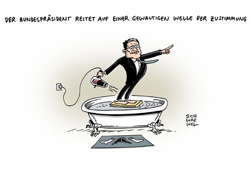 Cartoon: Zufrieden mit Gaucks Arbeit (medium) by Schwarwel tagged politik,deutschland,job,arbeit,gauck,deutsche,mehrheit,umfrage,schwarwel,karikatur,zustimmung,welle,bundespräsident,umfrage,mehrheit,deutsche,gauck,arbeit,job,deutschland,politik,bundespräsident,welle,zustimmung,karikatur,schwarwel