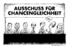 Cartoon: Chancengleichheit (small) by Schwarwel tagged chancengleichheit,chance,gleichheit,recht,gesetz,freiheit,frau,mann,familie,karikatur,mädchen,woman,gerechtigkeit,verteilung,leben,arbeit,job,verbot,diskriminierung,lohn,gehalt,unternehmen,beruf,alltag,schwarwel,ausschuss