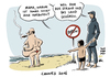 Cartoon: Terrorangst in Frankreich (small) by Schwarwel tagged terror,terrorangst,frankreich,cannes,frau,frauen,burkini,strand,baden,sonne,urlaub,gewalt,körperbedeckung,körper,verbot,muslimische,islam,islamistisch,religion,strandbekleidung,ganzkörperschleier,religiöse,symbole,karikatur,schwarwel