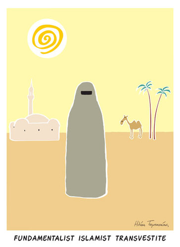 Cartoon: Fundamentalist Transvestite (medium) by etc tagged fundamentalist,islamist,transvestite,women