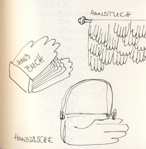 Cartoon: Hand und wie wir damit umgehen (medium) by manfredw tagged hand,handtuch,handbuch,handtasche