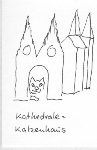 Cartoon: Katzenlexikon (medium) by manfredw tagged katze,haus,groß,kathedrale