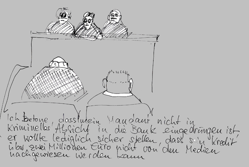 Cartoon: Kreditannahme (medium) by manfredw tagged darlehen,zinslos,ungerecht,gerecht,beschuldigung,unwürdig,stafbar,langfristig,präsident,wulff,kredit,crime,collar,white,darlehn