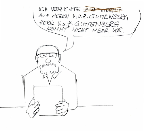 Cartoon: Verzicht (medium) by manfredw tagged endgültig,verzicht,guttenberg,titel,doktor,rückgabe,manfredtv