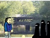 Cartoon: Covered bridge (small) by manfredw tagged covered,bridge,lady,ladies