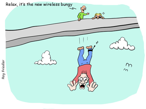 Cartoon: wireless bungy (medium) by roy friedler tagged wireless,bungy