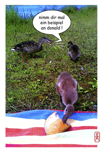 Cartoon: Donald (medium) by edda von sinnen tagged enten,dugs,brot,bread,mutter,mum,hunger,hungry,edda,von,sinnen