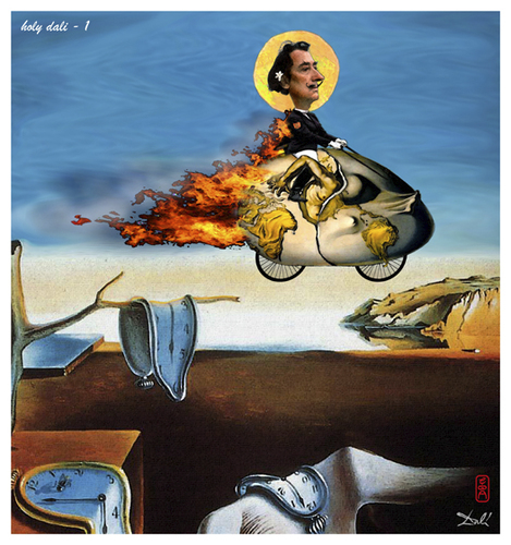 Cartoon: holy dali (medium) by edda von sinnen tagged andi,zenf,zensenf,zenundsenf,composing,hommage,cartoon,heilig,fahrräder,surealismus,surealism,of,master,bicycles,dali,salvador,walter,edda,von,sinnen