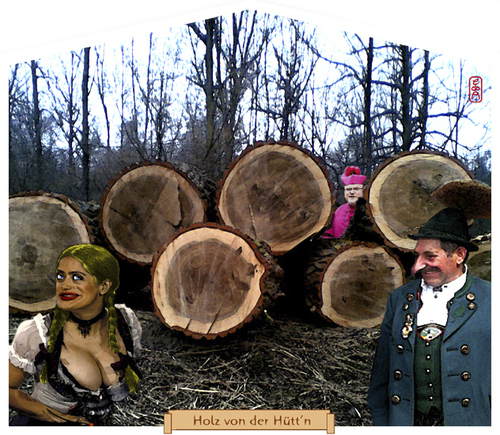 Cartoon: Holz vor der Hüttn (medium) by edda von sinnen tagged holz,vor,der,hüttn,bavaria,proverb,marx,cottage,boobs,edda,von,sinnen