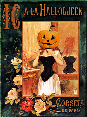 Cartoon: Horror Corset (medium) by edda von sinnen tagged sinnen,von,edda,illustration,pumpkin,kürbis,corset,horror,party,halloween