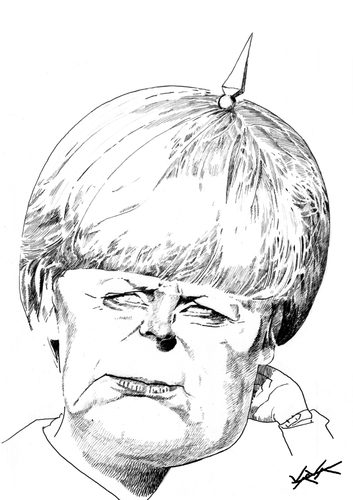 Cartoon: A new hair style... (medium) by KARKA tagged angela,merkel,canciller,bismarck