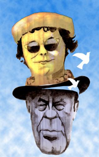 Cartoon: Rene and Georgette Magritte (medium) by KARKA tagged rene,georgette,magritte,subrealism