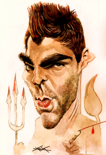 Cartoon: Zachary Quinto caricature (medium) by KARKA tagged zachary,quinto,heroes,tv