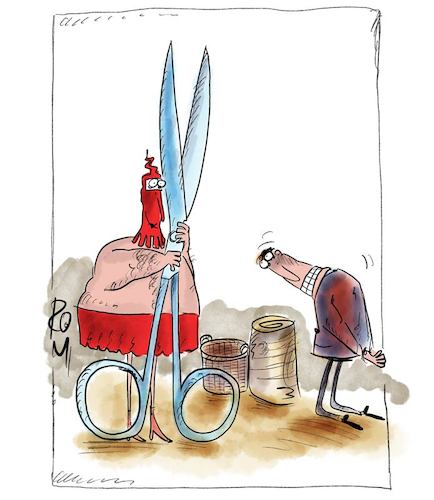 Cartoon: execution (medium) by romi tagged execution,scissors,man,red