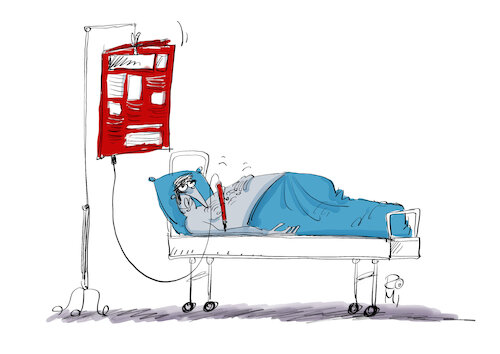 Cartoon: tranfusion (medium) by romi tagged newspapers,transfuse,politics,patient,journalist