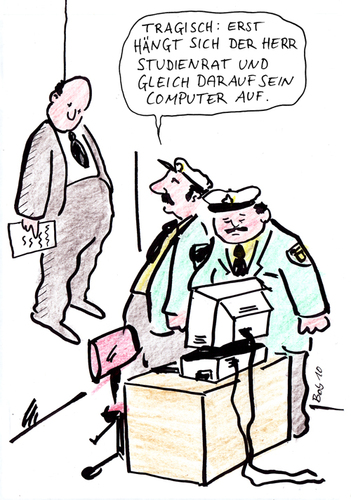 Cartoon: Aufgehängt (medium) by bob tagged büro,computer,selbstmord