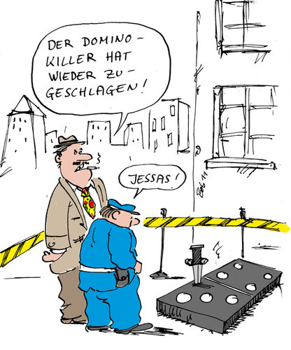 Cartoon: Domino-Killer (medium) by bob tagged domino,polizei,tatort,mord,mörder,killer,bob,hack
