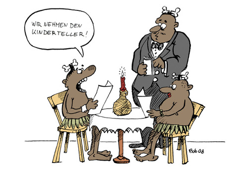 Cartoon: Kinderteller (medium) by bob tagged bob,kellner,restaurant,kannibalen,hack