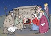 Cartoon: Weihnachtsgeschichte (small) by bob tagged weihnachten,krippe,heilige,familie,josef,maria,jesus,christus,christi,geburt,tv,fernsehen,betlehem,der,kleine,lord,schaf,könige