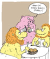 Cartoon: welcome to the jungle (small) by bob tagged löwe,schwein,kellner,ober,gast,restaurant,lokal,essen,jungel,bob,hack,cartoon