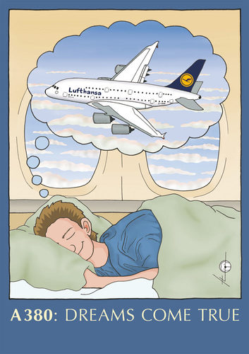 Cartoon: Airbus A380 Contest (medium) by toonpool com tagged lufthansa,airbus380,airbus,plane,flugzeug,contest