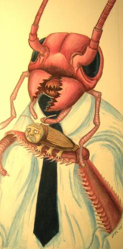 Cartoon: Gregor Samsa (medium) by imaginarypeople tagged colored,pencil,art,