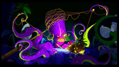 Cartoon: Octopus fishing (medium) by blackmorgan tagged animation,cartoon,book,