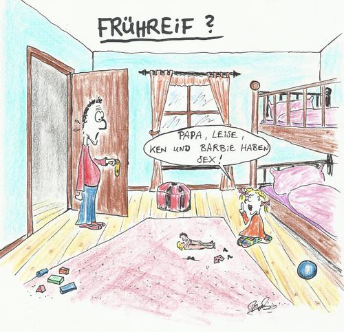 Cartoon: Frühreif (medium) by Busch Cartoons tagged kind,barbie,kinderzimmer,aufklärung