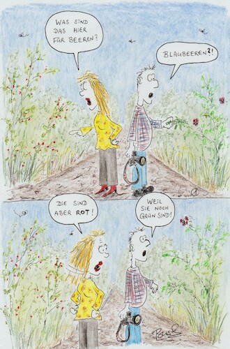 Cartoon: junge Blaubeeren (medium) by Busch Cartoons tagged blaubeeren,rot,blau,grün,politik,partei,natur,früchte,büsche,beeren,jung,mann,frau