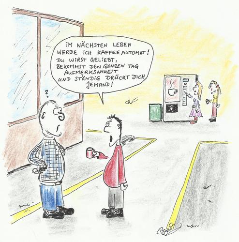 Cartoon: Kaffeeautomat (medium) by Busch Cartoons tagged arbeit,kaffee,liebe,zuneigung,chef