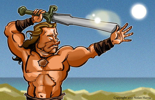 Cartoon: Conan (medium) by nolanium tagged conan,caricature,nolan,harris,arnold,schwarzenegger,nolanium