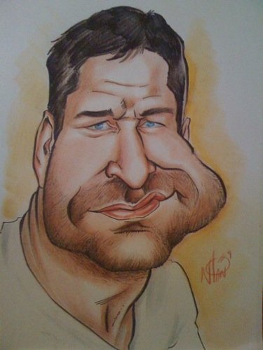 Cartoon: Gerard Butler Caricature (medium) by nolanium tagged gerard,butler,caricature,nolan,harris,nolanium