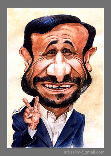 Cartoon: Ahmedi Nejad - Caricature (medium) by Abdul Salim tagged caricature,ahmedi,nejad,watercolor,art
