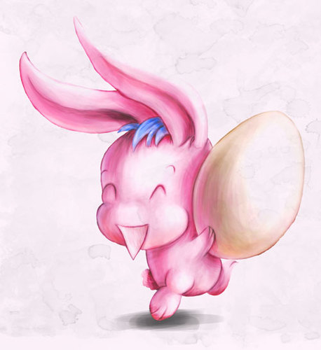 Cartoon: Bunny runs (medium) by hellgolem tagged bunny,easter,egg,chicken,character,cute,illustration,digital,painting