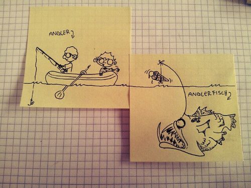 Cartoon: fischen (medium) by Post its of death tagged fisch