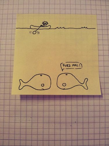 Cartoon: wale beim gummibootfahrer ärger (medium) by Post its of death tagged wal