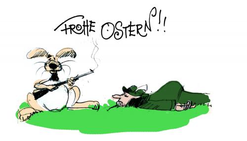 Cartoon: easter (medium) by fifi tagged easter,rabbit,jäger,waffe,
