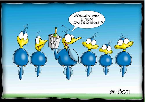 Cartoon: Höstis Batty Birds (medium) by Hösti tagged hösti,cartoons,hoesti,stephan,höstermann,batty,birds,vögel,blaue