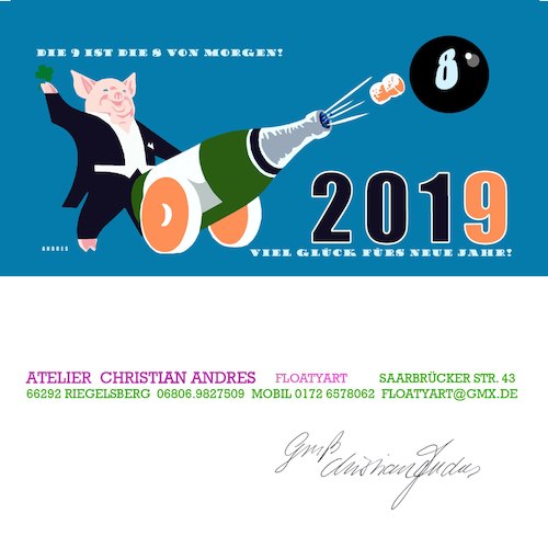 Cartoon: 2019 (medium) by JWD tagged jahreskarte,jahreswechsel,silvester,neujahr