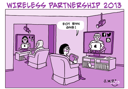 Cartoon: PARTNERSHIP 2013 (medium) by JWD tagged liebe,partnerschaft,ehe,wireless,partnership,berlin,vermittlung,internet,partnerbörse,blinddate,partnersuche